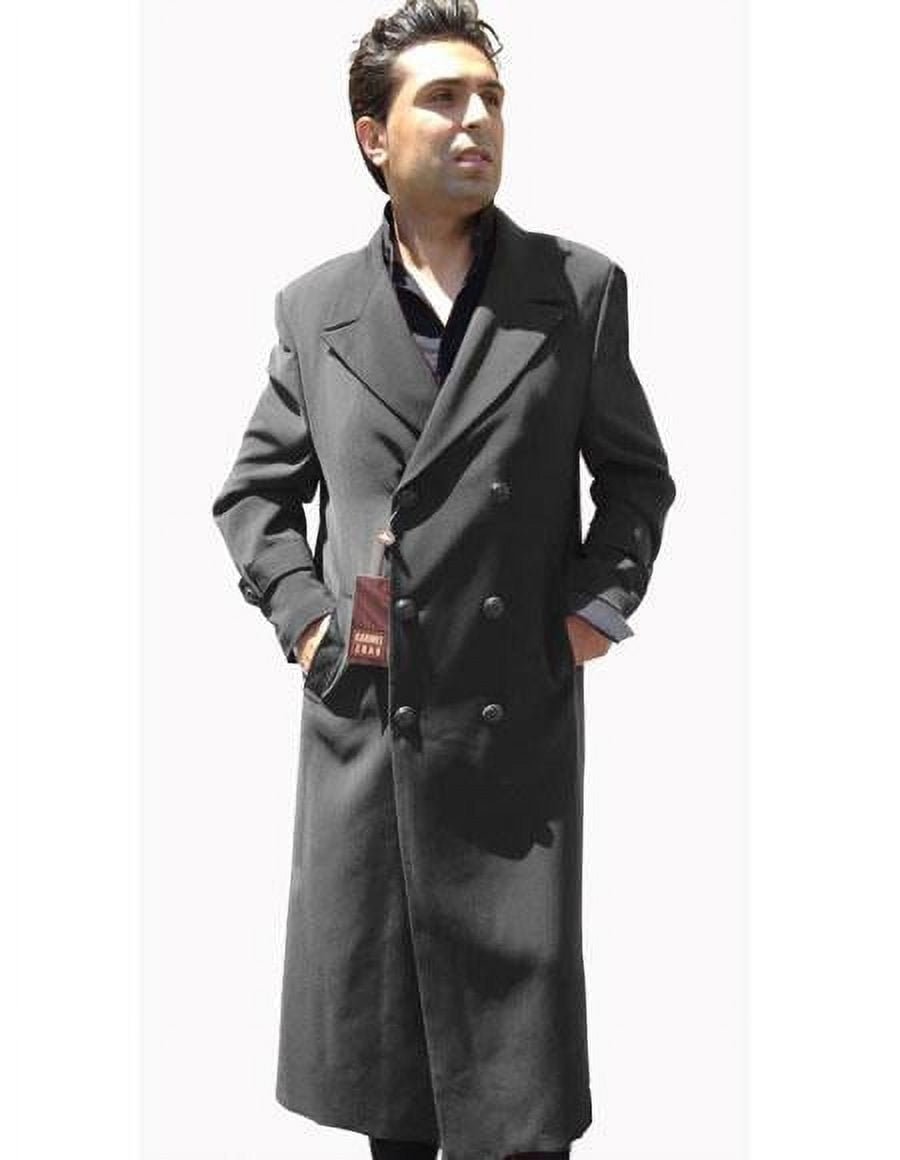 Men's Dress Coat Alberto Narodni Luxurious High-Quality Blend Solid Black Long Men's Dress Topcoat -  Winter coat ~ Overcoat Hidden Buttons