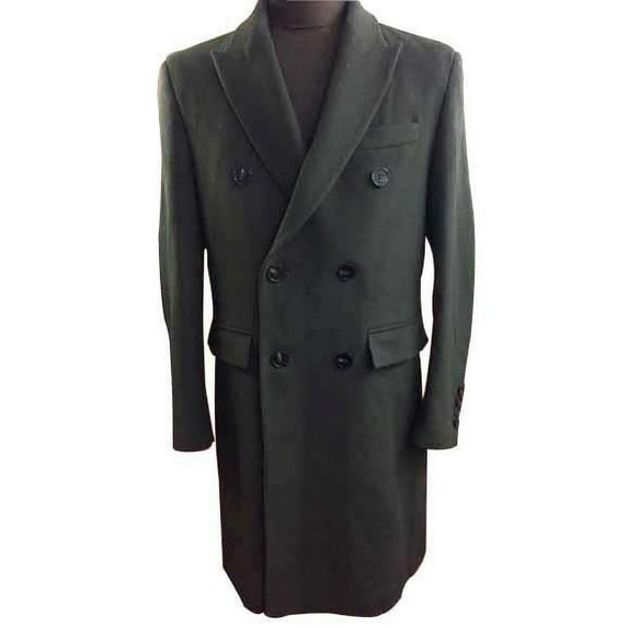 Men's Dress Coat Tweed ~ Herringbone 3 Button Grey Long Men's Dress Topcoat - Winter Coat Full Length By Overcoat