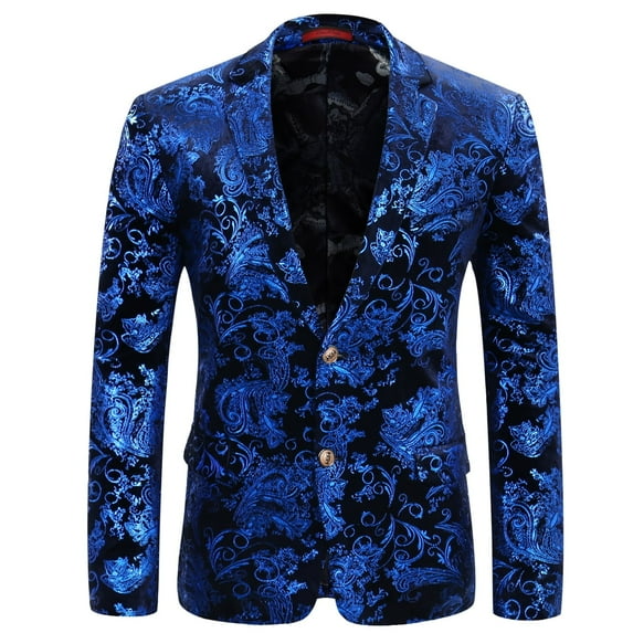 CloudStyle Men's Dress Floral Suit Notched Lapel Slim Fit Stylish Blazer Dress Suit