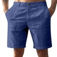 thumbnail image 1 of Men's Dress Linen Shorts Solid Color Summer Fashion Outdoor Beach Shorts Daily Breathable Straight Leg Shorts Exercise Shorts for Men Navy 3XL, 1 of 3