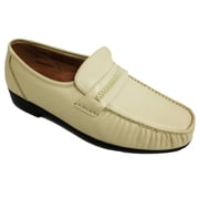Mens Dress Loafers Leather Moc Toe Slip On Comfort Moccasin Shoes