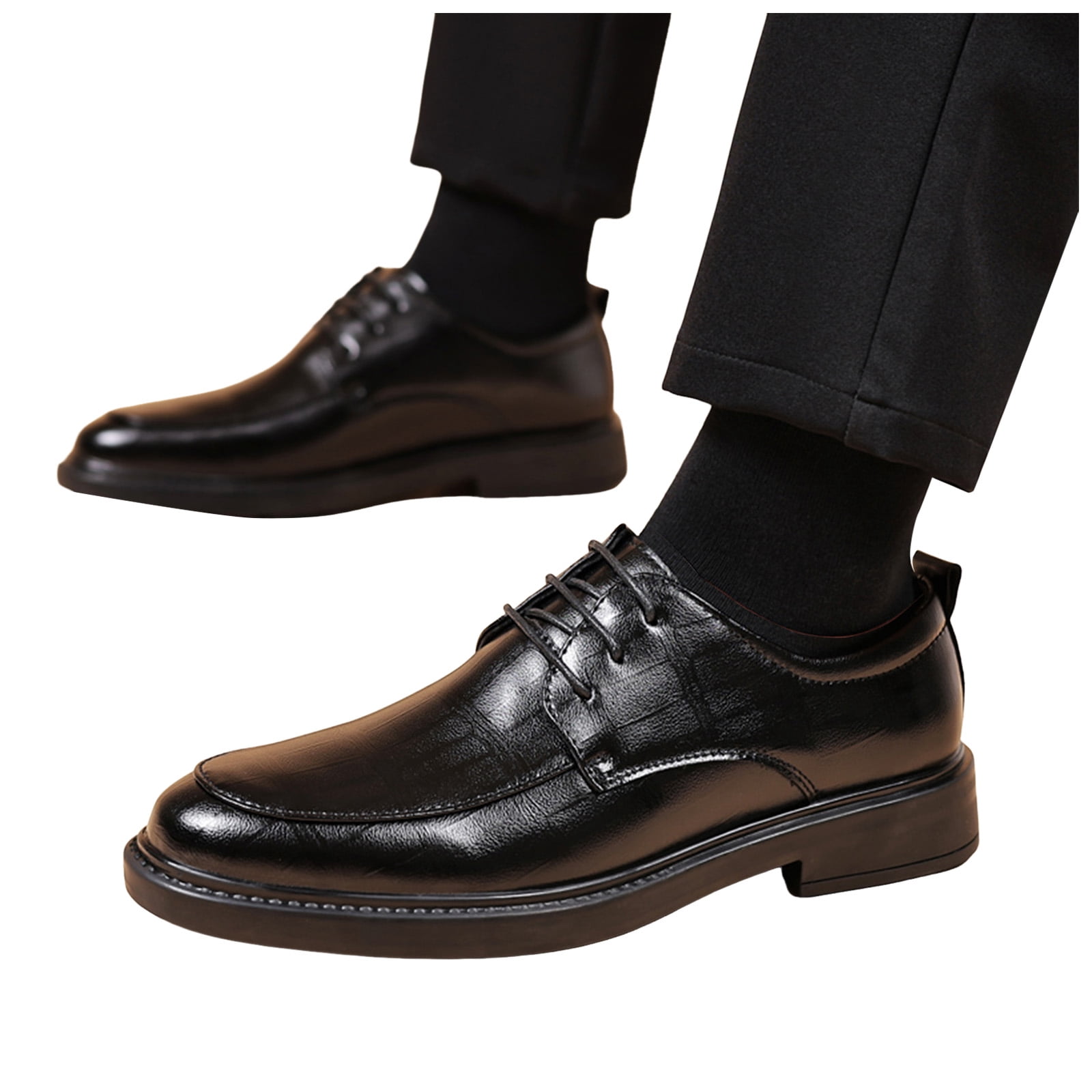Classic Lace Up Oxford Shoes Men\'s Dress Shoes Formal Business Wide Width Dress Shoe Cap Toe Oxford Brown Antique Leather – Ace Marks main image 3