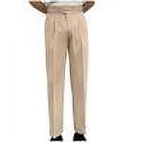 Men's Dress Pants Casual Zipper Pockets Elastic Waist Full Length Pants Khaki