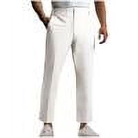 Men's Dress Pants Classic Fit Solid Color Pocket Straight Leg Casual Trousers White