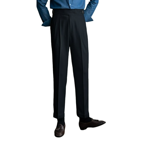 Men's Dress Pants, Classic Naples Italian Style Business Trousers with Tailored Fit for Formal Occasions, Office, Wedding and Professional Wear,Black,30
