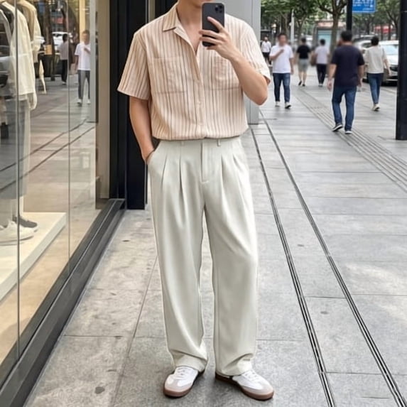 Men's Dress Pants Relaxed Classic Double Pleated Office Business Trousers S-XL