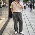 thumbnail image 1 of Men's Dress Pants Relaxed Classic Double Pleated Office Business Trousers S-XL, 1 of 9