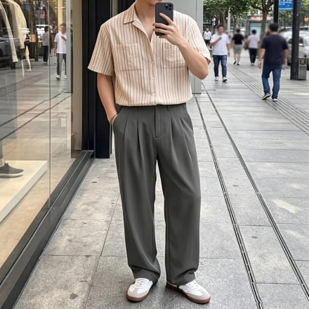 Men's Dress Pants Relaxed Classic Double Pleated Office Business Trousers S-XL