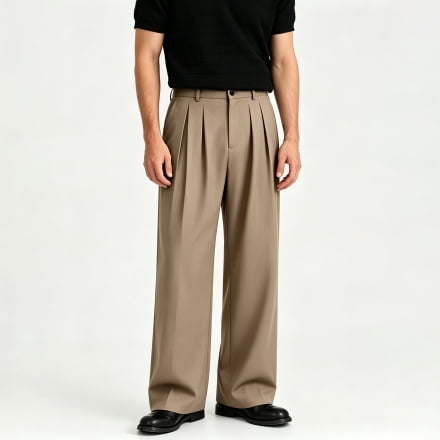 Men's Dress Pants Relaxed Double Pleated Classic Commute Trousers S-XL