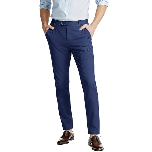 Men's Dress Pants Slim Fit Stretch Formal Pants for Business and Office Wear - Comfortable and Professional with Modern and Elegant Design,Royal Blue,M