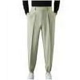 thumbnail image 1 of Men's Dress Pants Solid Color Pocket Side Elastic Waist Button Tied Suit Pants Green, 1 of 6