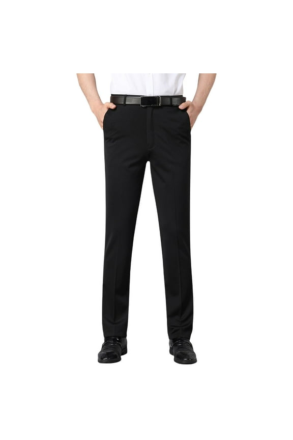 Men's Dress Pants Tall Classic Fit Flex Expandable Waist Flat Front Wrinkle-Free Formal for Business and Office