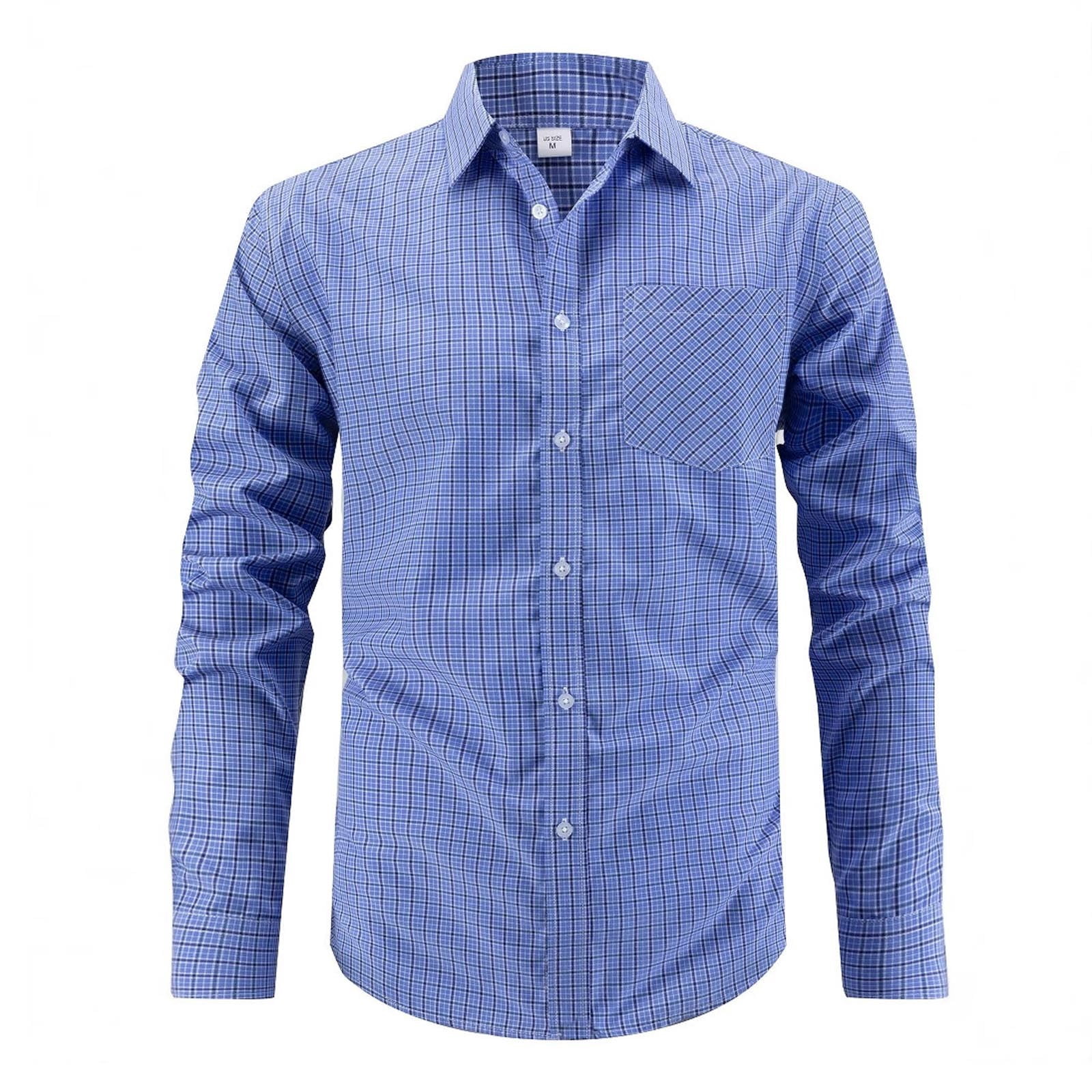 bamboo fiber dress shirt Men's Dress Shirt Long Sleeve Business Bamboo Fiber Shirt Regular Fit  Causal Non Iron Shirt with Pocket Blue M