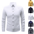 thumbnail image 1 of Men's Dress Shirt Long Sleeve Button Down Shirt Slim Fit Wrinkle-Free Business Shirts Stretch Classic Casual Regular Fit, 1 of 5