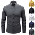 thumbnail image 1 of Men's Dress Shirt Long Sleeve Button Down Shirt Slim Fit Wrinkle-Free Business Shirts Stretch Classic Casual Regular Fit, 1 of 5