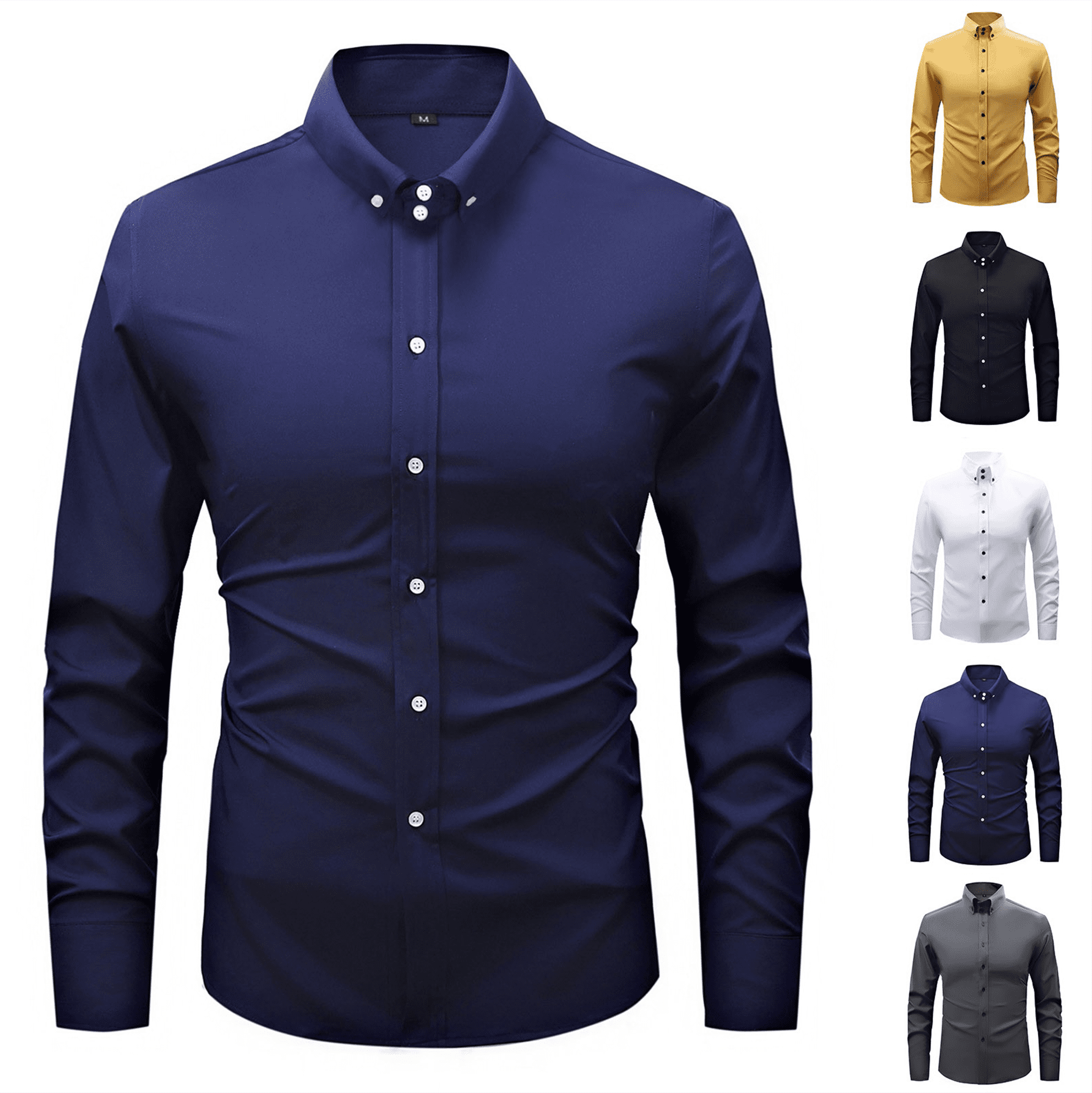 men's slim fit dress shirt button down collar Amazon.com: Alimens & Gentle Men's White Dress Shirt Long Sleeve Stain Shield Button Down Shirts Slim Fit Wedding Church S : Clothing, Shoes & Jewelry
