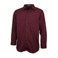 thumbnail image 1 of Men's Dress Shirt Long Sleeve Button Up Solid Formal Front Pocket Classic Shirt, Burgundy, 3XL, 1 of 17
