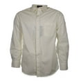 thumbnail image 1 of Men's Dress Shirt Long Sleeve Button Up Solid Formal Front Pocket Classic Shirt, Ecru, 4XL, 1 of 17