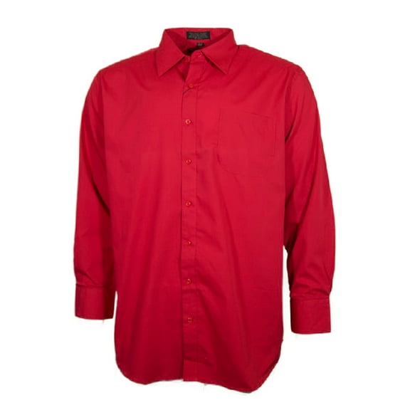 Men's Dress Shirt Long Sleeve Button Up Solid Formal Front Pocket Classic Shirt, Light Fushia, L