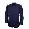 thumbnail image 1 of Men's Dress Shirt Long Sleeve Button Up Solid Formal Front Pocket Classic Shirt, Navy, 2XL, 1 of 17