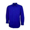thumbnail image 1 of Men's Dress Shirt Long Sleeve Button Up Solid Formal Front Pocket Classic Shirt, Royal Blue, XL, 1 of 17