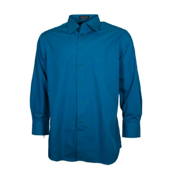 Men's Dress Shirt Long Sleeve Button Up Solid Formal Front Pocket Classic Shirt, Teal, S