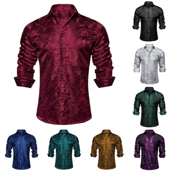 Men's Dress Shirt Long Sleeve Casual Button Down Shirts Regular Fit Inner Contrast Shirt for Business Party Blue 3Xl