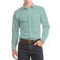 thumbnail image 1 of Men's Dress Shirt Long Sleeve Regular Fit Button Up Pocket Solid Standard Cuff Aqua, 1 of 2