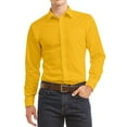 thumbnail image 1 of Men's Dress Shirt Long Sleeve Regular Fit Button Up Pocket Solid Standard Cuff Gold, 1 of 2