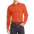 thumbnail image 1 of Men's Dress Shirt Long Sleeve Regular Fit Button Up Pocket Solid Standard Cuff Orange, 1 of 2