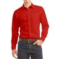 thumbnail image 1 of Men's Dress Shirt Long Sleeve Regular Fit Button Up Pocket Solid Standard Cuff Red, 1 of 2