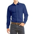 thumbnail image 1 of Men's Dress Shirt Long Sleeve Regular Fit Button Up Pocket Solid Standard Cuff Royal Blue, 1 of 2