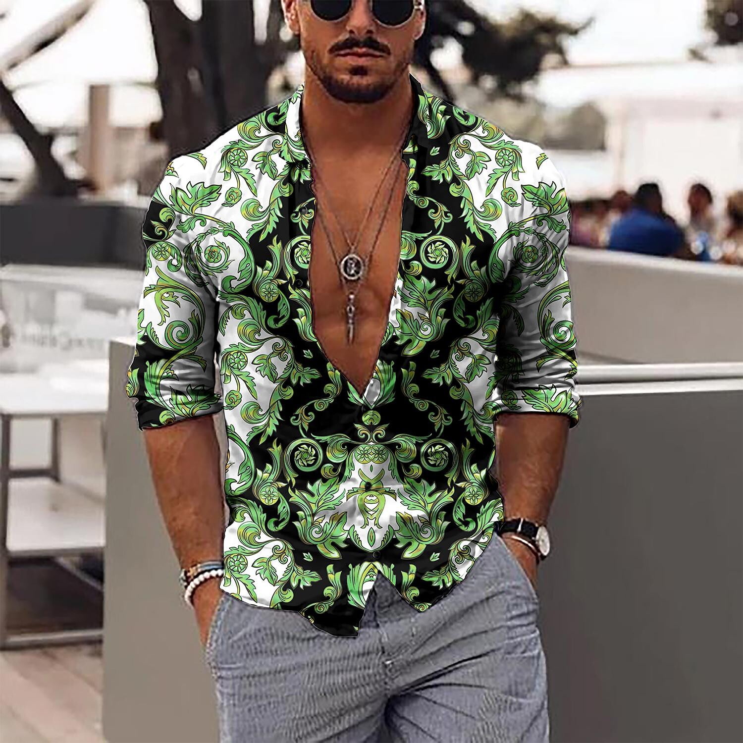Men Floral Print Button Up Short Sleeve Shirt – Roar Fox