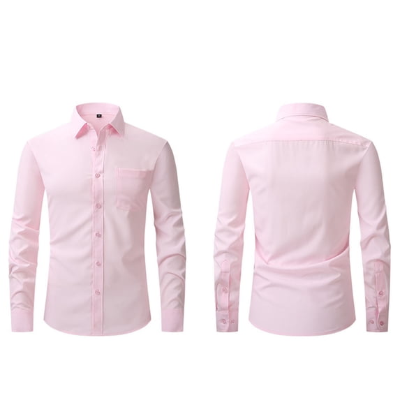 Men's Dress Shirt Regular Fit Wrinkle-Free Stretch Shirts Long Sleeve Solid Business Button Down Shirts with Pocket