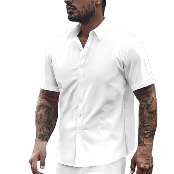 Men's Dress Shirt Short Sleeve Slim Fit Business Casual Button Up Shirt for and Formal Wear Comfortable Stylish Mens Shirt Men's Loose Fit Casual Fashion Shirt