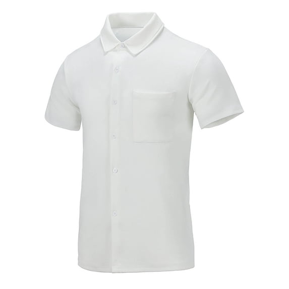 ZQUUVOU Men's Dress Shirt Short Sleeved For Formal Business Shirt Button Down With Pocket Tops White