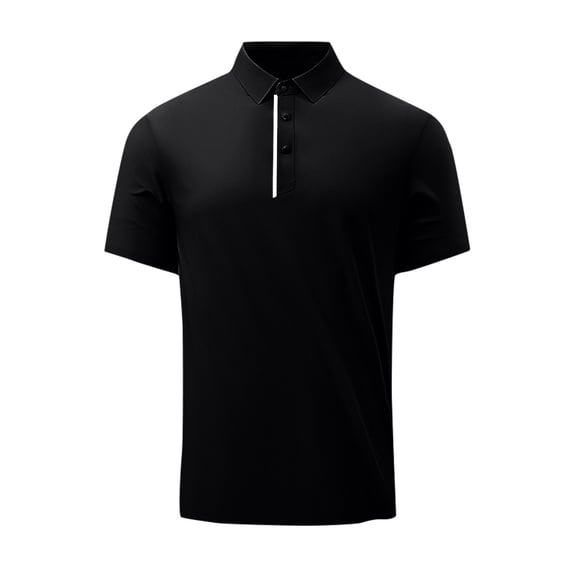 ZQUUVOU Men's Dress Shirt Short Sleeved Lapel Solid Button For Business Outdoor Top A-Black