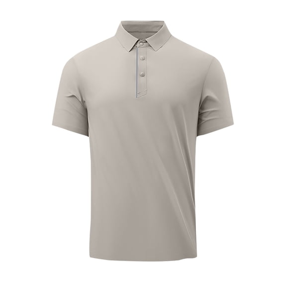 ZQUUVOU Men's Dress Shirt Short Sleeved Lapel Solid Button For Business Outdoor Top A-Coffee