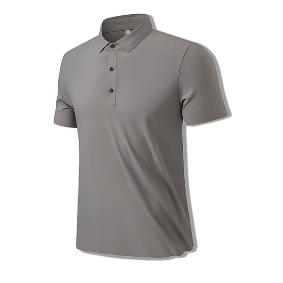 ZQUUVOU Men's Dress Shirt Short Sleeved Lapel Solid Button For Business Outdoor Top C-Brown