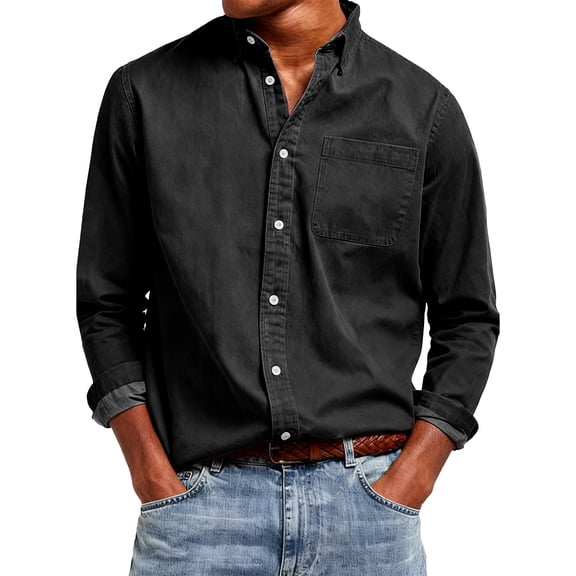 Men's Dress Shirts Button Down Long Sleeve Shirts Stretch Texture Wrinkle Free Dress with Pockets Solid Color Slim Fit Business Vintage Western Clothing