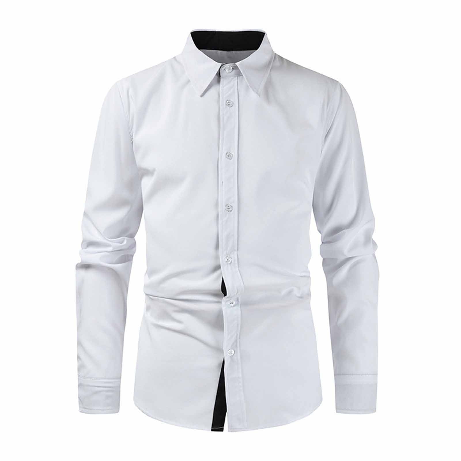 Men's Dress Shirts Clearance Long Sleeve Smart Casual Plain Shirt ...