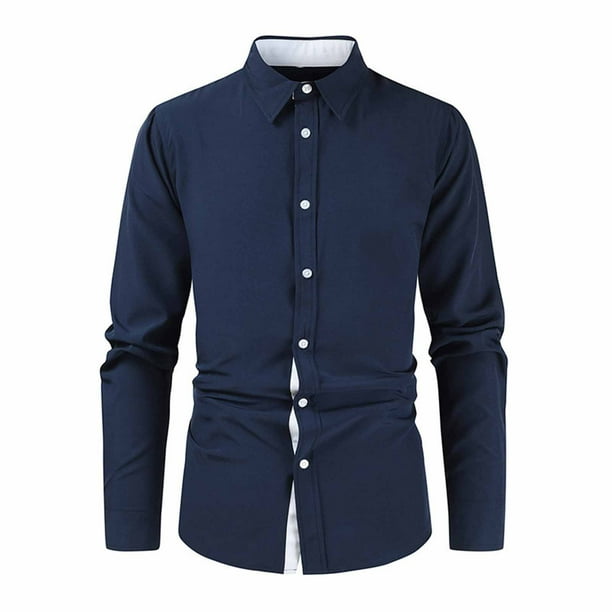 Men s Dress Shirts Clearance Long Sleeve Smart Casual Plain Shirt Button Down Non Iron Business Shirts Regular Fit Stretch Wedding Work Office Oxford
