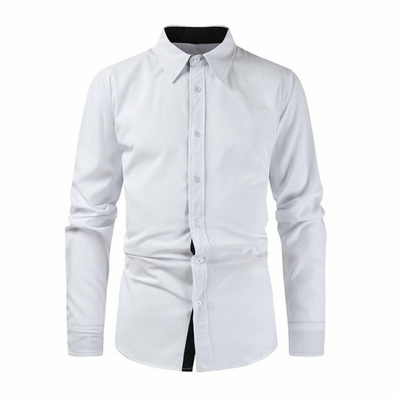 Men's Dress Shirts Long Sleeve Smart Casual Plain Shirt Button Down Non Iron Business Shirts Regular Fit Stretch Wedding Work Office Oxford Formal Shirt