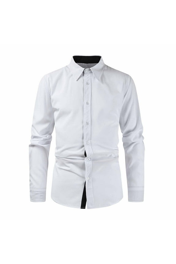 Men's Dress Shirts Clearance Long Sleeve Smart Casual Plain Shirt Button Down Non Iron Business Shirts Regular Fit Stretch Wedding Work Office Oxford Formal Shirt