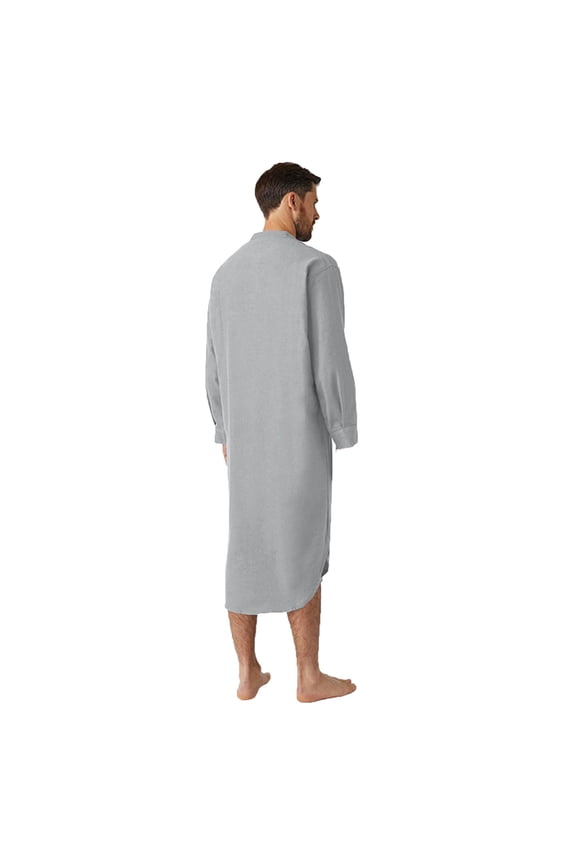 Men's Dress Shirts 2025 Men's Long-Sleeved Button-Down Solid Color Printed Shirt Stylish Nightgown