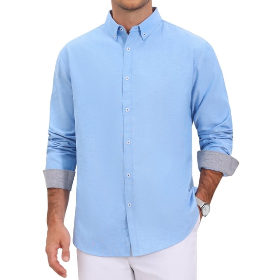 INSPIRE CHIC Men's Back to School Dress Shirts Long Sleeve Button Down Business Contrast Shirt M Light Blue