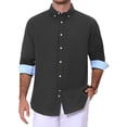 thumbnail image 1 of INSPIRE CHIC Men's Back to School Dress Shirts Long Sleeve Button Down Business Contrast Shirt S Black, 1 of 6