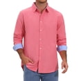 thumbnail image 1 of INSPIRE CHIC Men's Back to School Dress Shirts Long Sleeve Button Down Business Contrast Shirt S Light Red, 1 of 6
