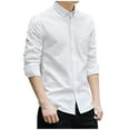 thumbnail image 1 of Men's Dress Shirts Long Sleeve Shirts Lapel Button Down Cardigan Shirts with Pocket Solid Color Blouse Tops, 1 of 6
