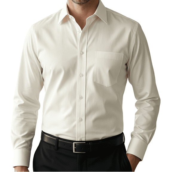 Men's Dress Shirts Long Sleeve Stretch Shirts Solid Formal Button Down Shirt Classic Wedding Casual Shirt with Pocket